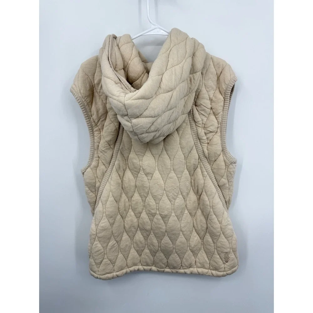 Free People FP Movement dream big Quilted Vest Women S Cream Hooded Full Zip